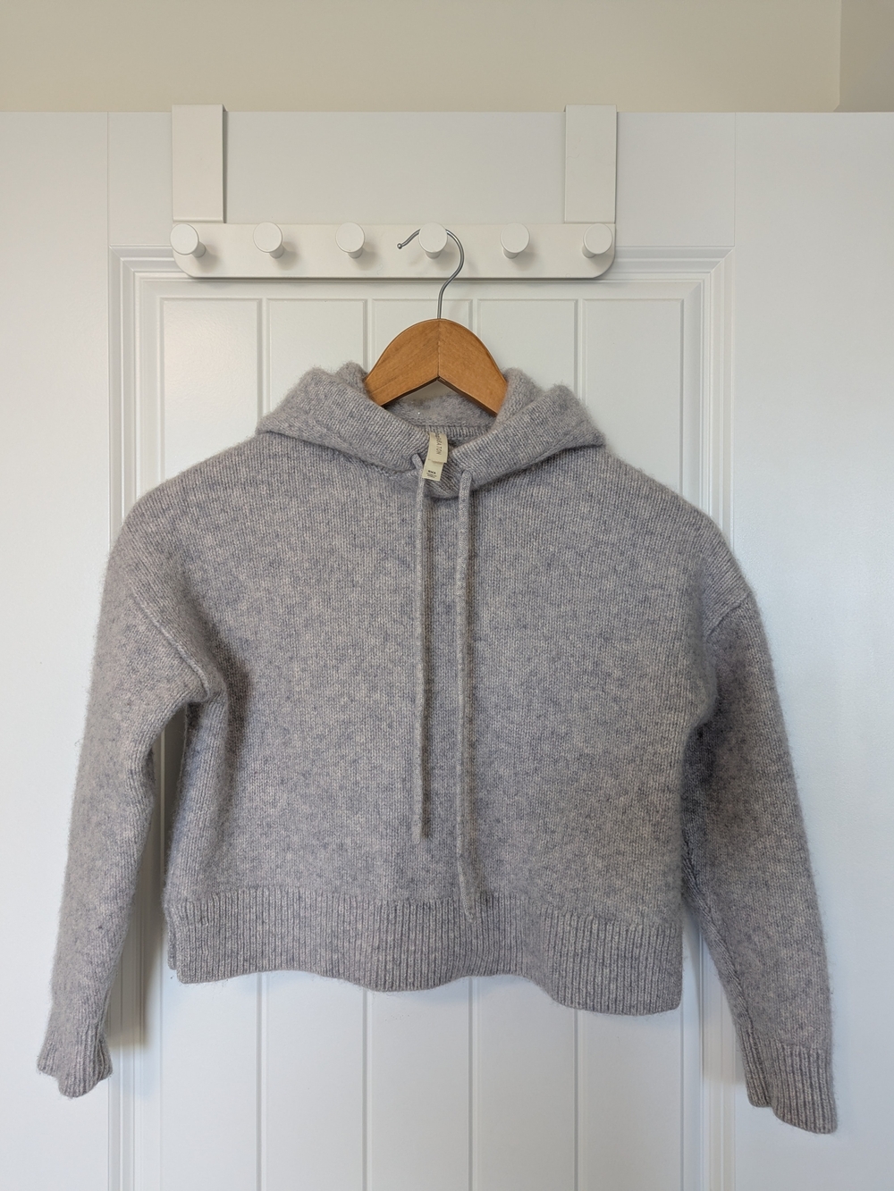 Babaton Women's Heather Gray Cashmere Cropped Sweater Hoodie